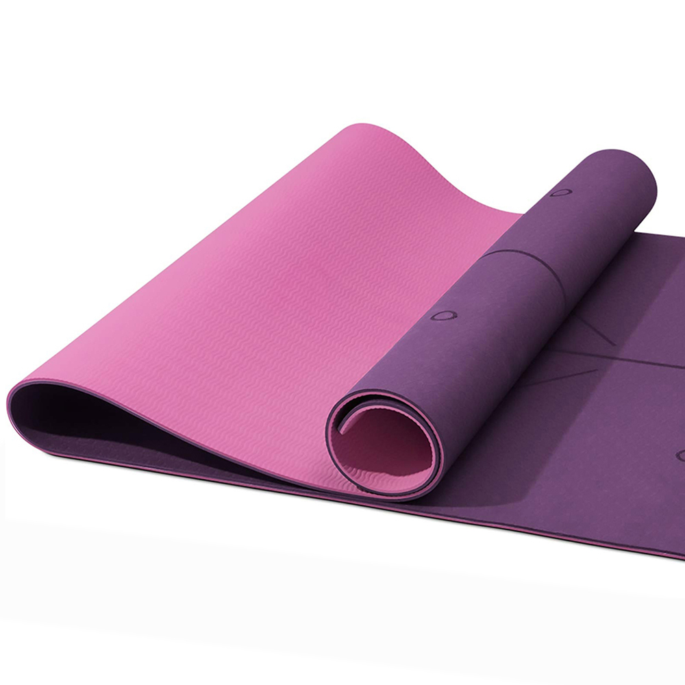 Fitness Workout Mat Carrying Strap Design Eco Friendly Double Layer 6mm TPE Yoga Mat.