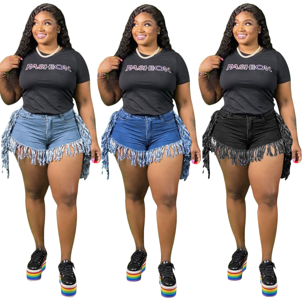 Women High Waist Shorts Casual Jeans Frayed Ripped Raw Hem Denim Shorts Ladies Pants