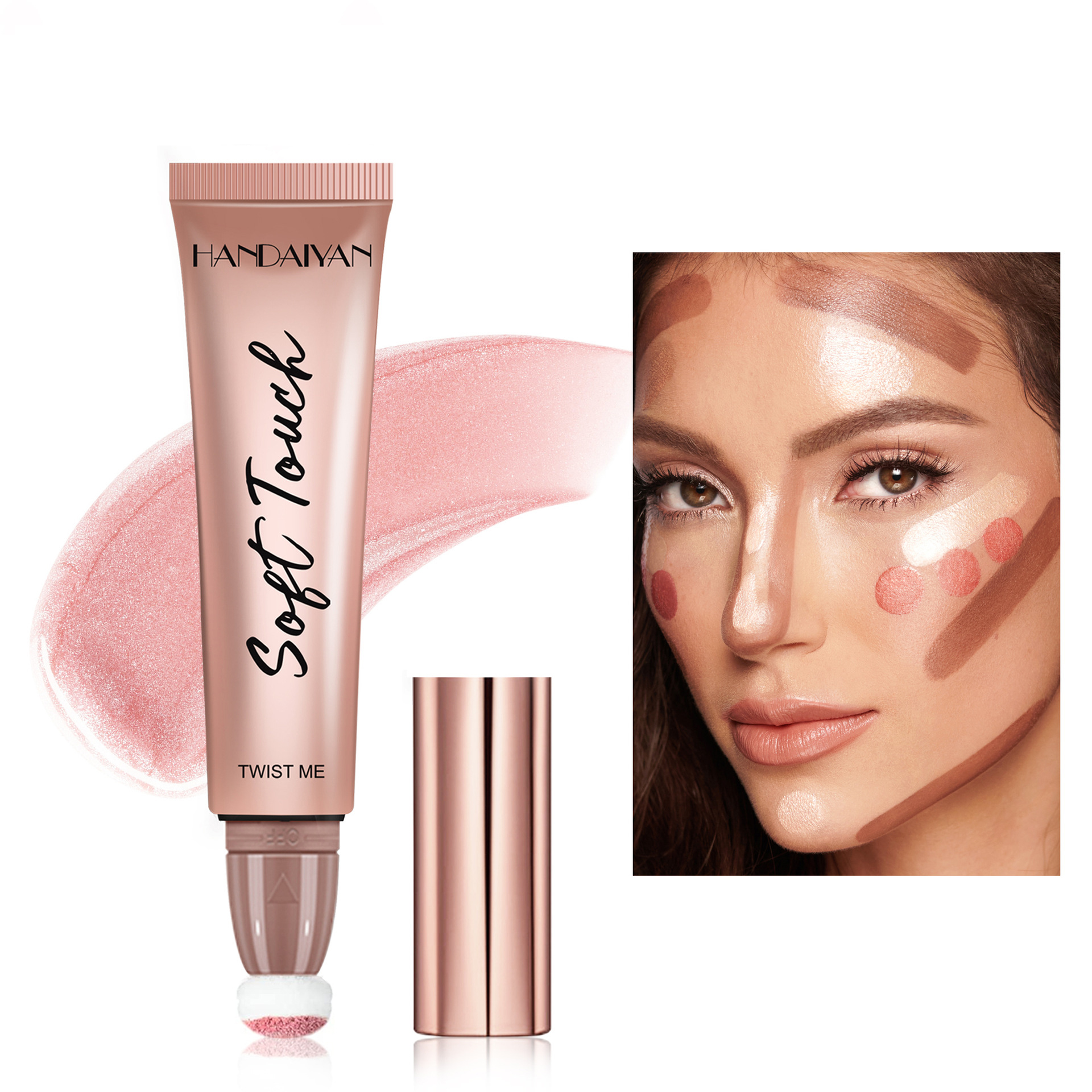 Wholesale free customized glow vegan highlighter bronzer blush glow gloss multichrome vegan makeup highlighter custom logo