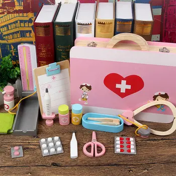Wholesale Pretend Hospital Doctors Nurse Simulation Toy Wooden Medical Kit Role Play Set Toy