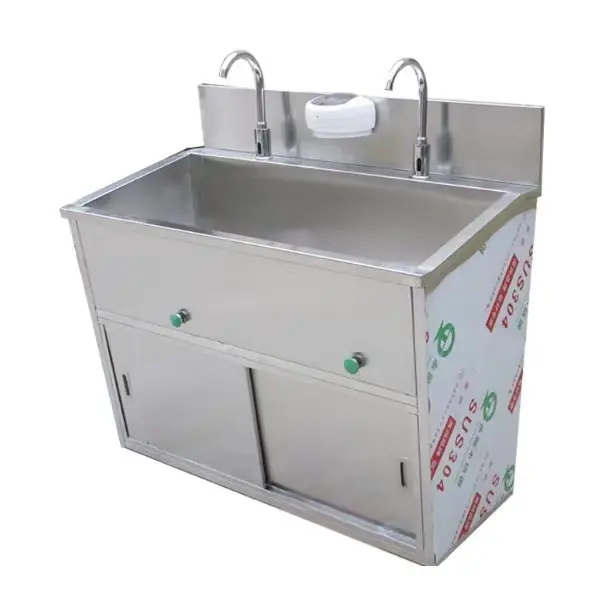 W18 Stainless steel hand wash basin sink knee operated hand washing sink medical washing hand sink