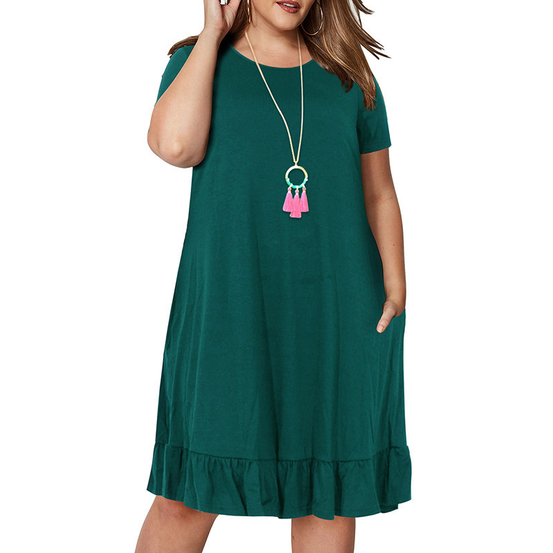 Spring Big size dress for Fat MM Woman dress Loose solid ruffles plus size women clothing dress vestidos