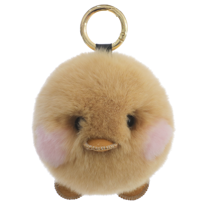 Wholesale Fluffy Fur Pompom Rex Rabbit Key Chain cute duck shape Keyrings Car keychain