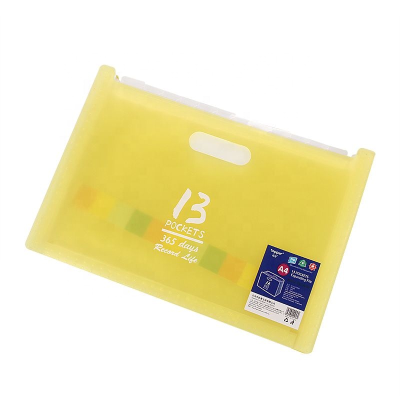 Multiple colors desk organizer standing A4 13 pockets expanding file folder with PP material for school and office stationery