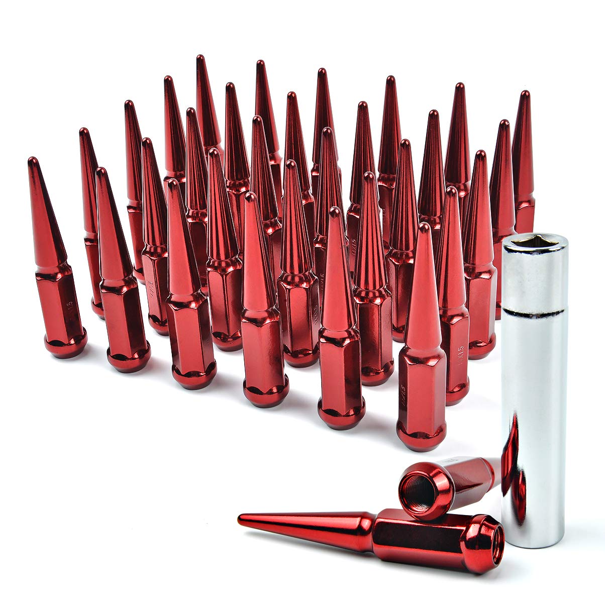 Колесные гайки MIKKUPPA M14x1.5, 32 шт. красные шипованные гайки 14 мм x 1,5 однотонные 4,4 гайки с высоким желудем и 1 гнездом