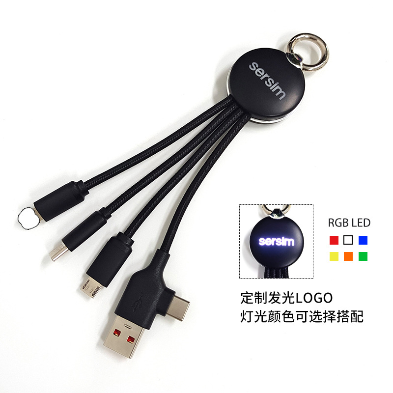 Многозарядный usb-кабель 3 в 1, высококачественный зарядный кабель со светодиодной подсветкой для мобильного телефона