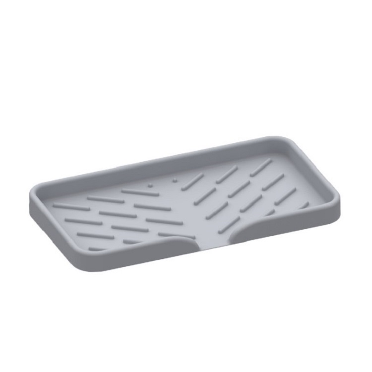 Kitchen Sponge Drainer Tray Wash Room Soap Holder Mat Silicone Sink Organizer Dish Tray