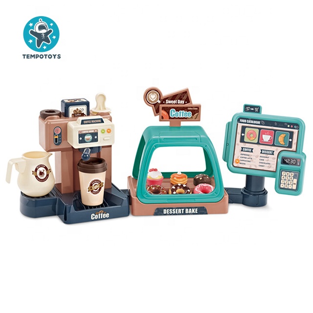 Tempo Toys 3 In 1 Shop Coffee Machine With Music Lights Brinquedo Pretend Play Kit Role Play Set Kids Pretend Play Toys