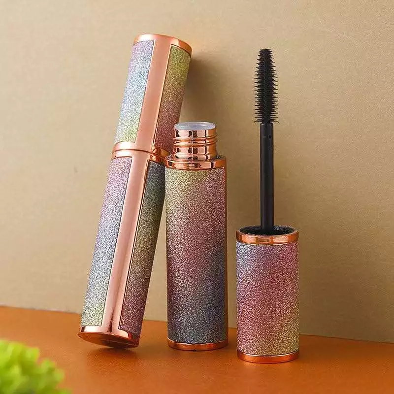 OEM Popular rainbow skin sticky mascara tube cosmetic packaging round mascara bottle with brush 15ml