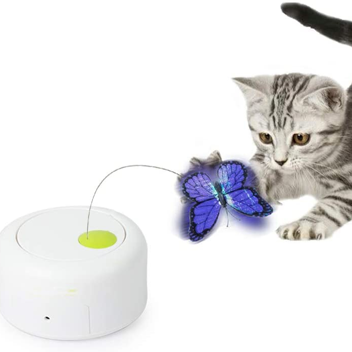 Интерактивная игрушка-бабочка для кошек Petprime с активацией движением, с одной заменой, мигающие бабочки, игрушка для кошек