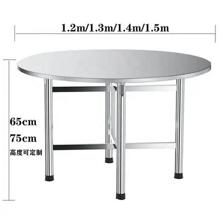 Foshan Furniture supplier silve banquet wedding table hotel stainless steel folding round turntable tables