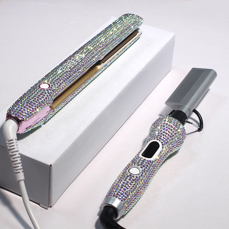 Costumiz ЖК-дисплей экран до 500 градусов Nano Titanium hotcomb rheinstone розовый Bedazzled Горячая расческа