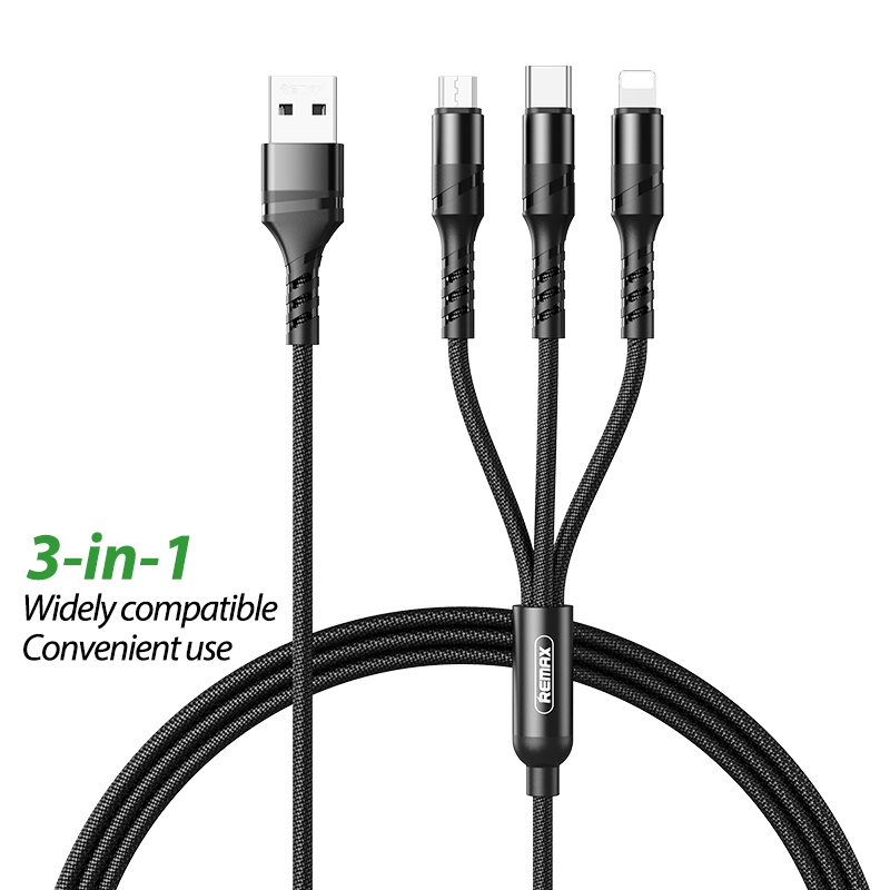 Remax Join Us 1.2m 3.1A Type C Fast Micro Lightning Pd Charger Data Auto Recharge Usb Charging Cable 3 In 1