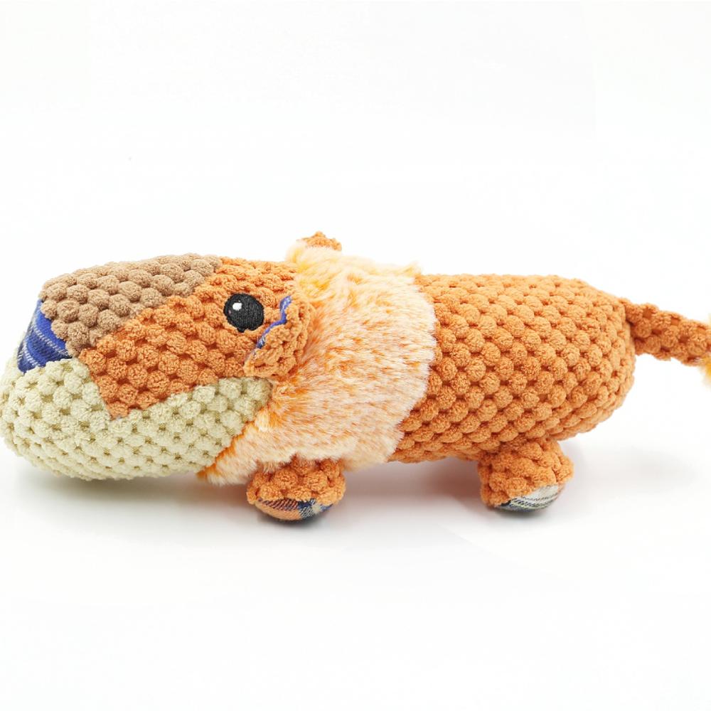 knit High quality animal shape funny squeaky stuffed short fat lion