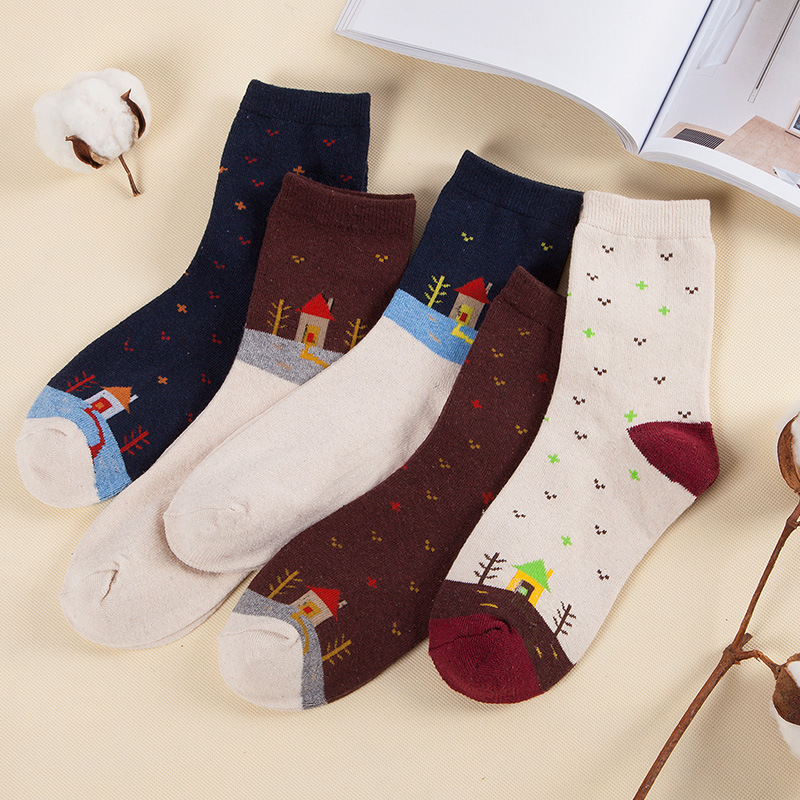 2021 Rabbit Wool Women Socks Youth Girls Casual Cotton Sock Thick Warm Tube Cute Animal Socks