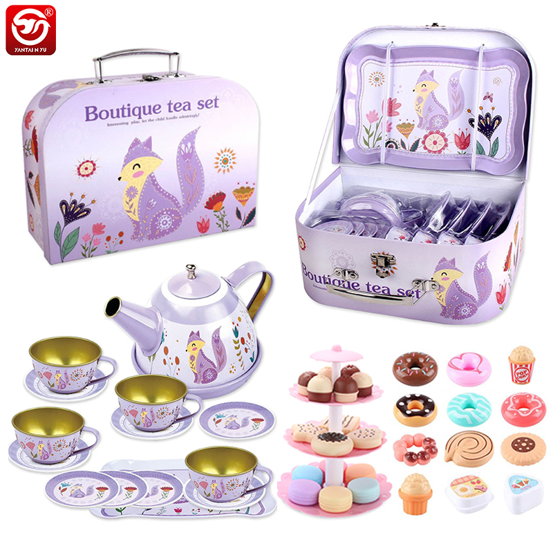 Children для Pretend Play House, Dessert Kitchen Set, Stainless Steel, Tin Tea, Toys для Kids, amazon Hot Selling