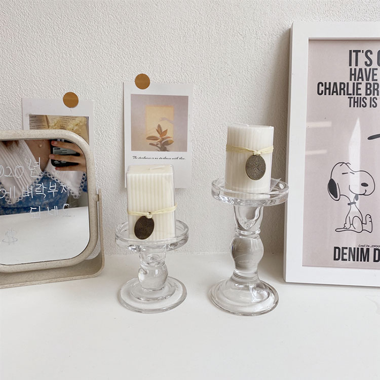 Cutelife Wholesale New Arrivals Pillar Crystal Candle Holders Transparent Glass Candle Holder For Decorate