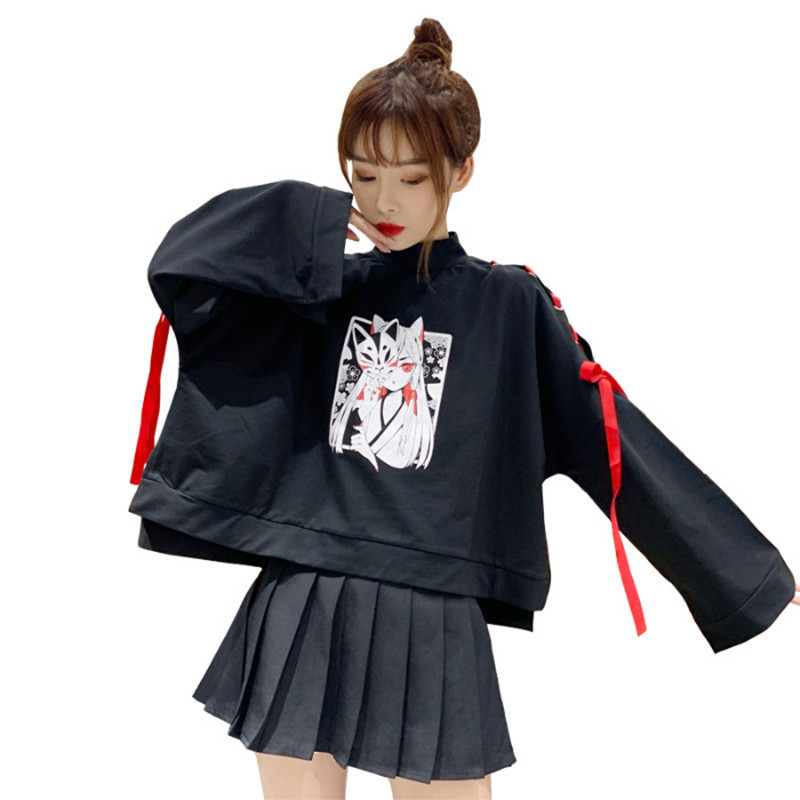 Ins Стиль Косплей Милая осенняя куртка девушка японская мода Толстовка Harajuku стиль Женская одежда
