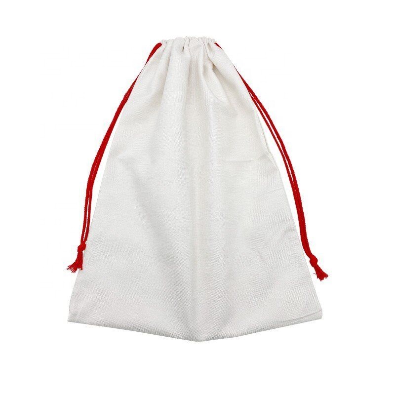 Customized sublimation blank linen red string Santa Claus bag personalized