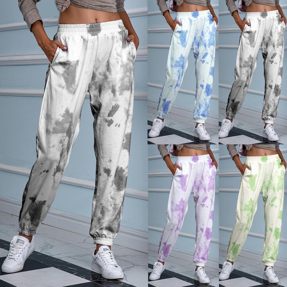 Horse Racing Fall 2020 tie dyed printed elastic waist versatile casual Harlan pantsChaps