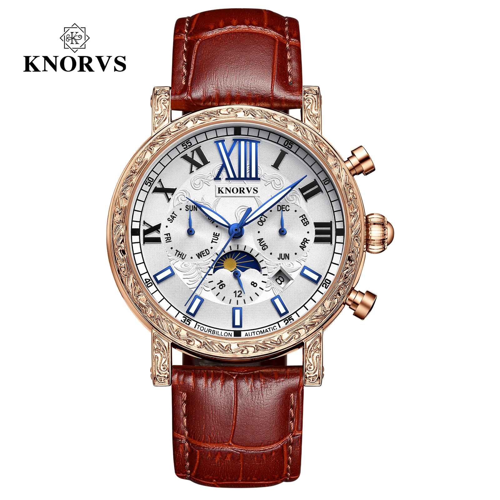 KNORVS dropshipping Switzerland brand custom logo Tourbillon movement luxury wrist watches mechanical watches
