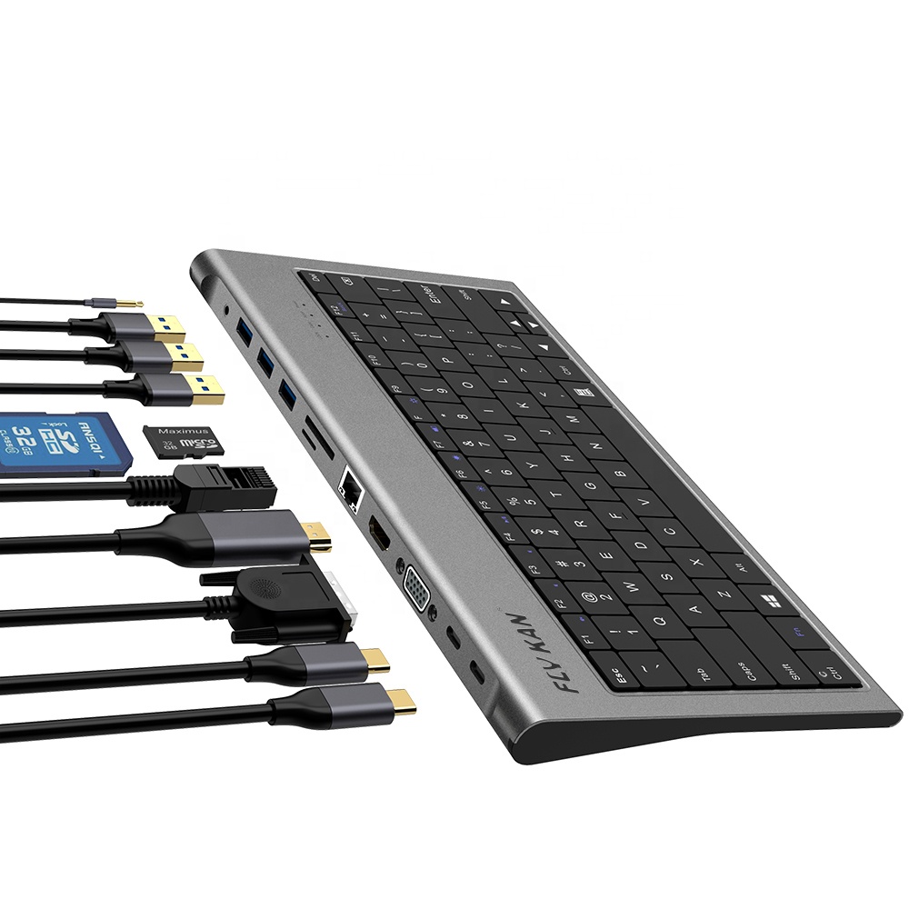 USB-C клавиатура док Station-78keys-11in 1 (100w PD, 4K * 2K HD, USB3.0 концентратор x 3, Gigabit LAN) - UC3300