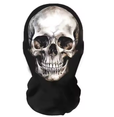 Halloween Mesh Print Skull Full Face Mask, Balaclava, Funny Headdress
