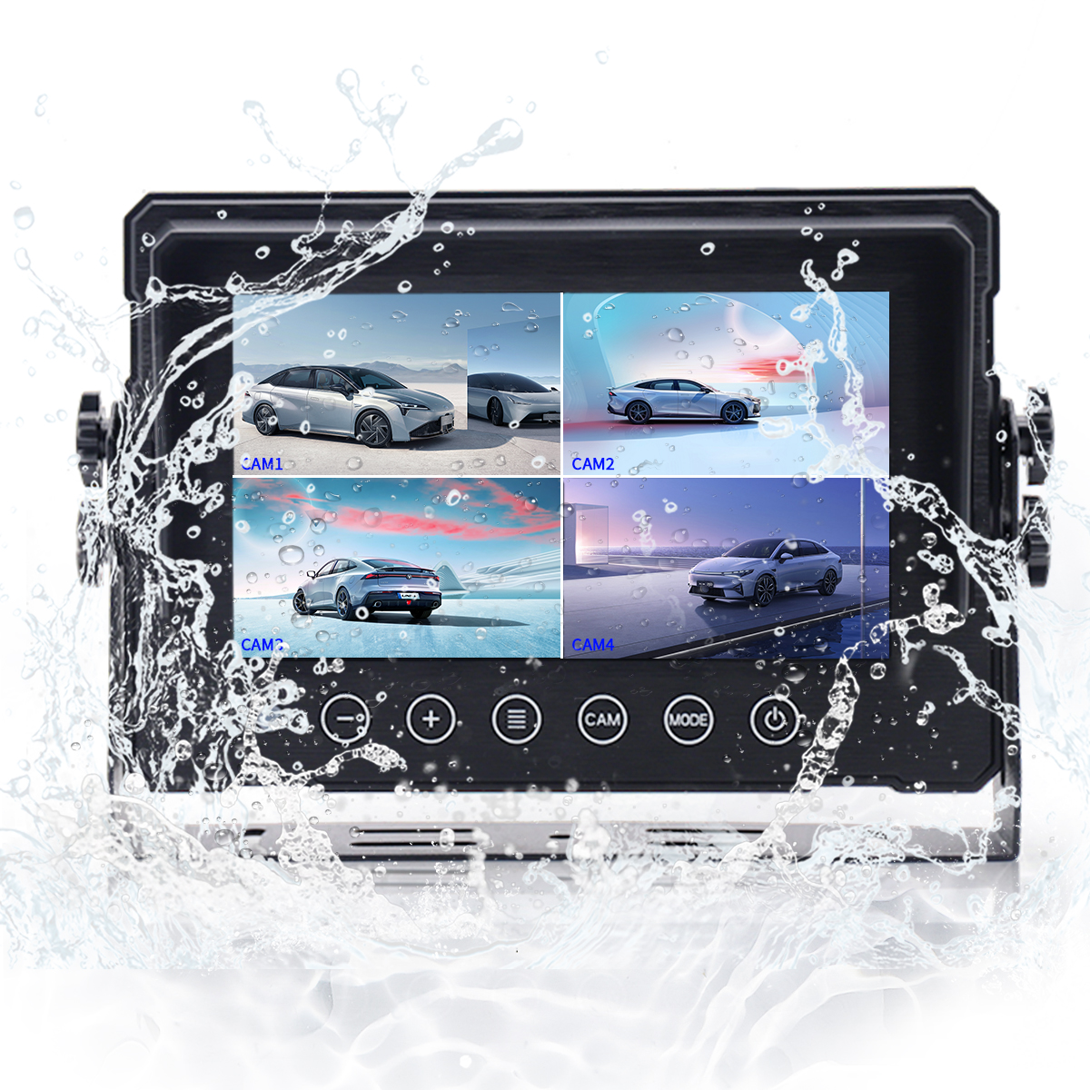 7 inch lcd monitor waterproof 4CH QUAD lcd monitor, For taxi digital signage Car Rearview Surveillance System