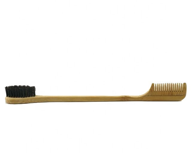 Amazon hot selling Durable Wooden Bamboo Beauty Double Side Brush Custom Logo Vegan Bamboo Wooden Eyebrow Edge Brush