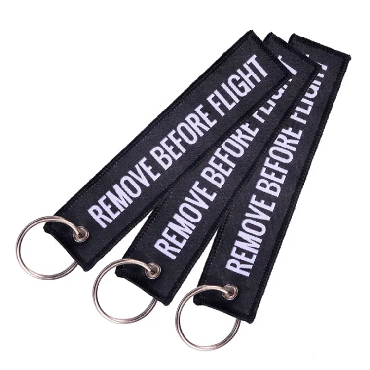 Hot Sale Factory Car Luggage Tally Keyring Woven Keychain Key Tag /Label Embroidery Tags For Gift