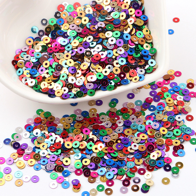 Factory Wholesale 450gram/bag Flat Round Loose Sequins Paillette DIY Sewing Crafts Clothes Accessories 3mm 4mm 5mm 6mm Sequin