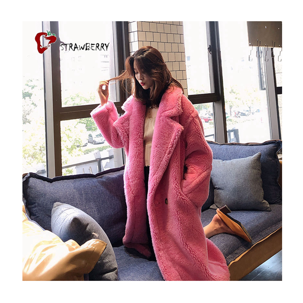 Sheepskin Fur Jacket Wholesale Oversized Fluffy Teddy Bear Fur Coat Custom Mongolian Sheep Fur Winter Coat For Women