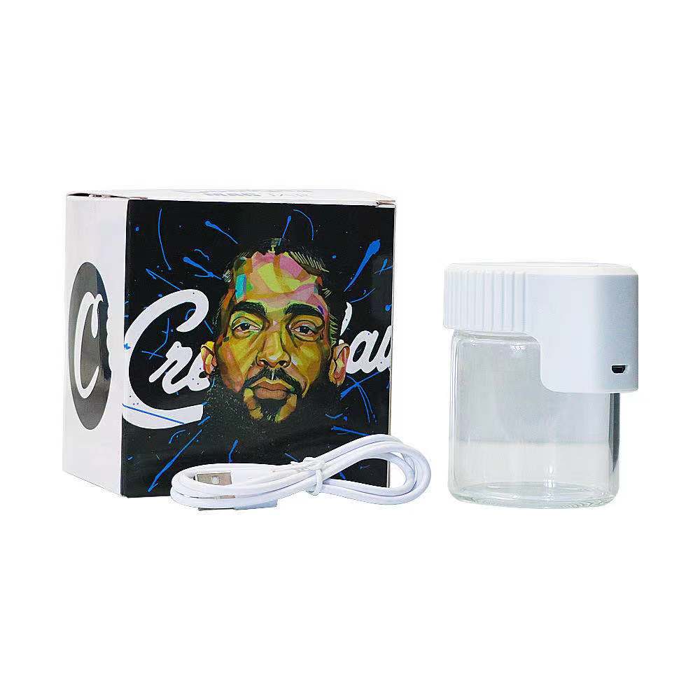 New Fashion Hot Sale Air Tight Storage Herb Stash Container Cigarette Led Jar Cookies Magnifying Mag Glass Weed Storage Jar