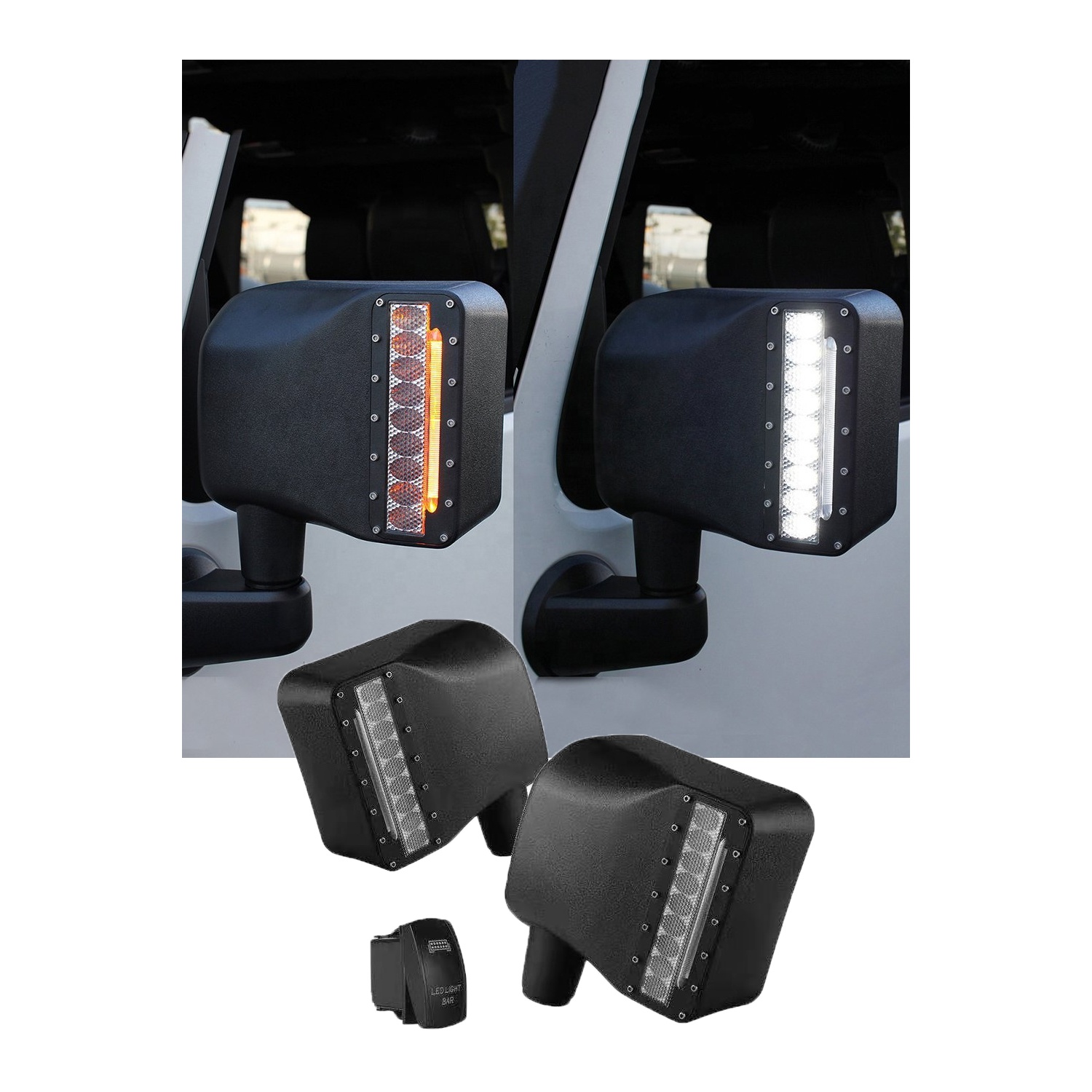Aftermarket ABS LED дверь зеркало заднего вида с желтым сигналом поворота свет Белый DRL и желтый указатель поворота для Jeep wrangler JK по низкой цене