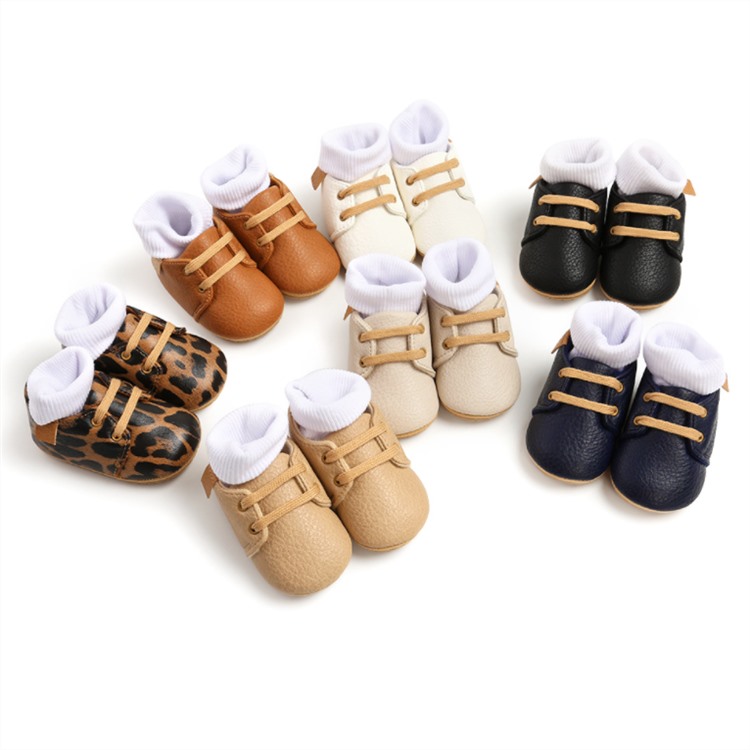 Logo Multicolor Toddler Rubber Sole Anti-slip Infant Newborn Moccasins Retro Leather Boy Girl Shoes New Baby Shoes