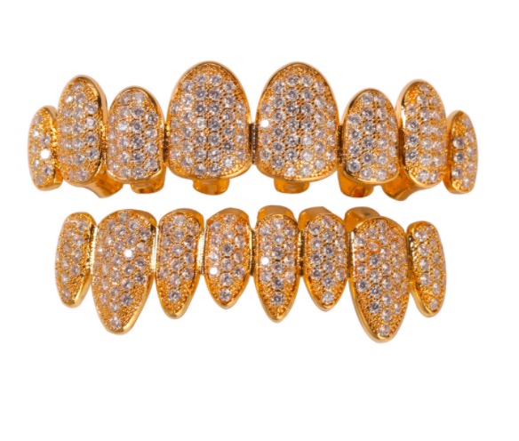 Hiphop Fashion Copper Grillz Sets Iced Out Body Jewelry Dental Trendy Unisex Irregular Fangs Grillz Wholesale Gifts