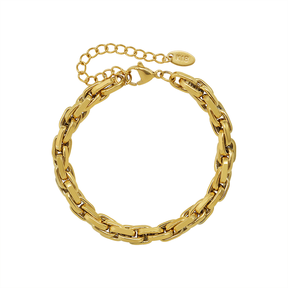 Women's Titanium Steel 18k Gold Hip Hop Thick Chain Bracelet