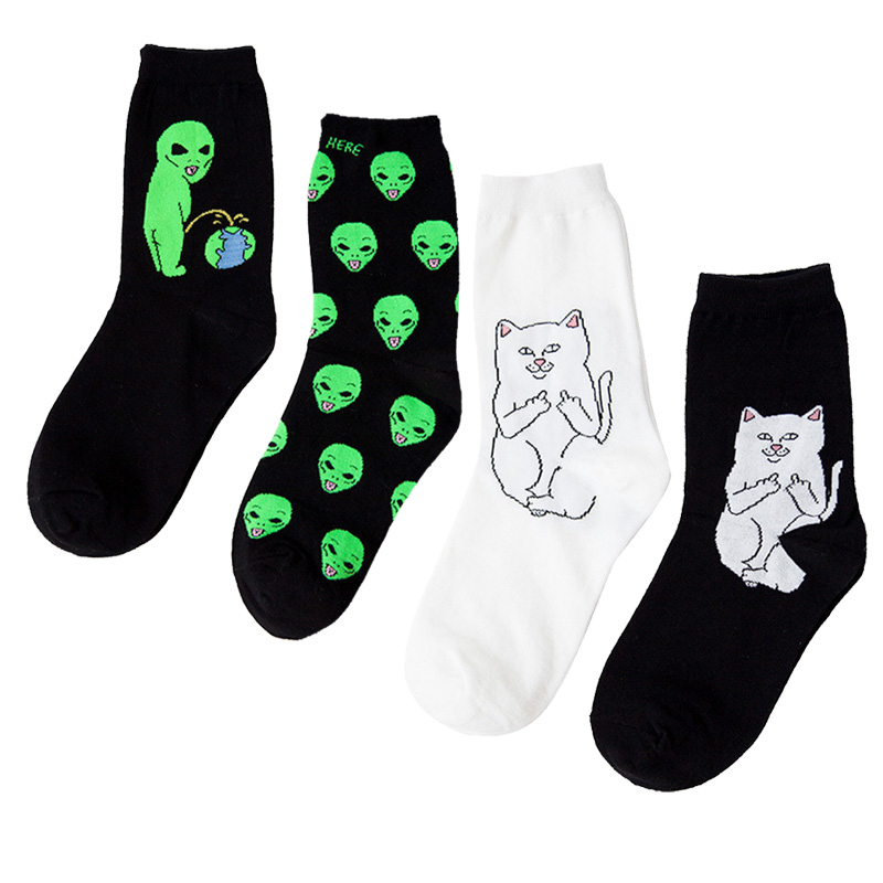 Comlor OME Calcetines Fashion Cartoon Cat Unisex Socks Autumn Warm Cotton Socks Creative Halloween Socks