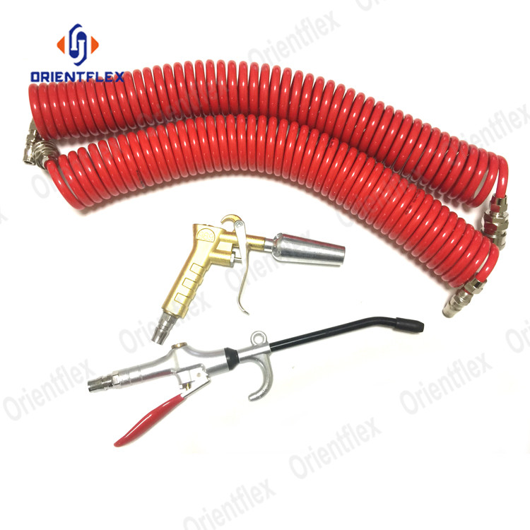 Spiral Car Air Blow Gun And Pu Coiled Hose Flexible Hose Truck With Dust Cleaning Pipe Connecters
