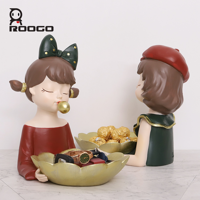 Roogo Sakura Girl Новый модный стиль поднос для хранения из смолы Декор для дома фигурки фруктов блюда современный праздник Декор подарки