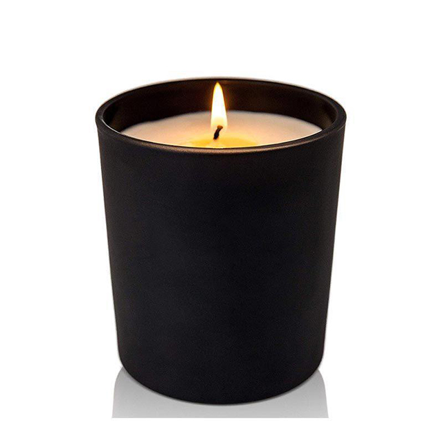 Eco Friendly High Quality 8*9Cm Round Matte Black Home Decor Kerzenglas Aus Glas With Cork Lid
