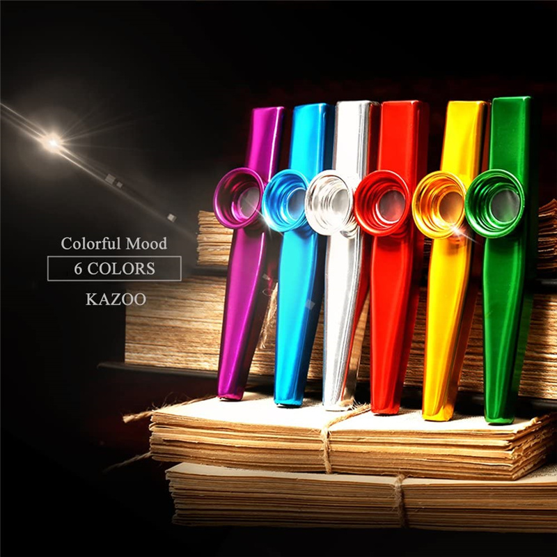 Wholesale high Quality custom logo Funny Colorful Metal Musical Instruments Flutes Kazoo for Kids