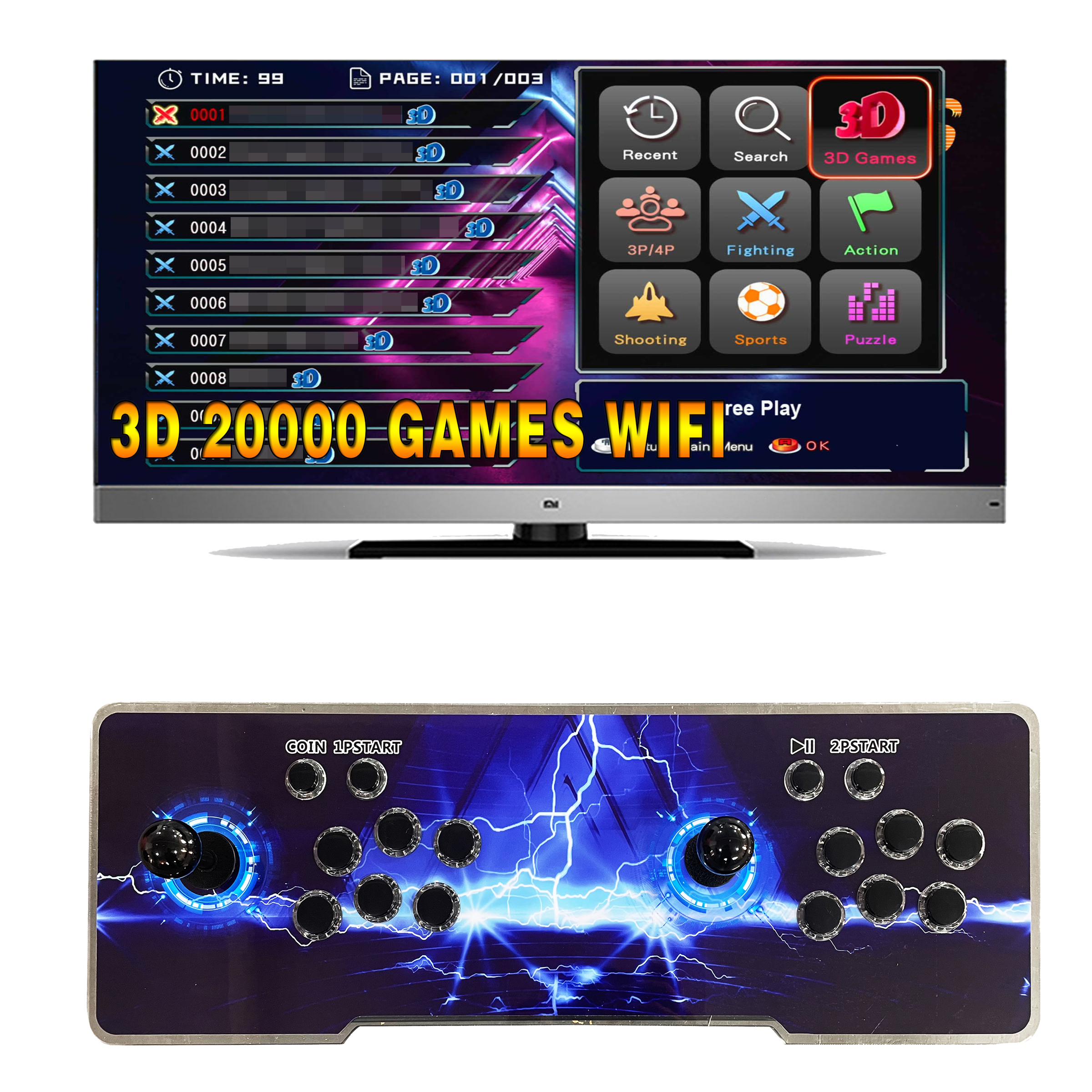 Wholesale HD 3D Arcade game box 20000 in 1 wifi home game console 2-4 player console video game console