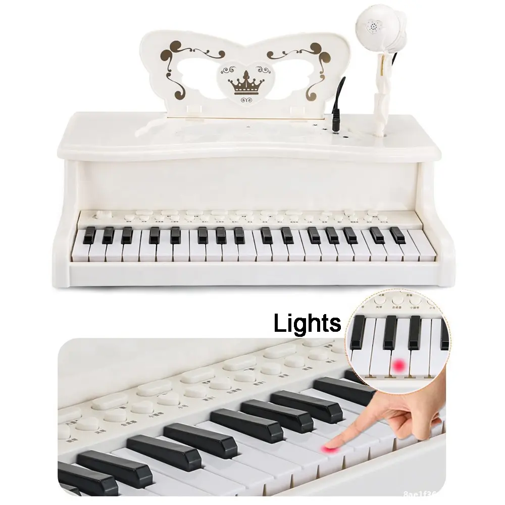 Multi-functional 37 keys singing keyboard kids musical instrument toys electronic organ toy piano for girl child with microphone