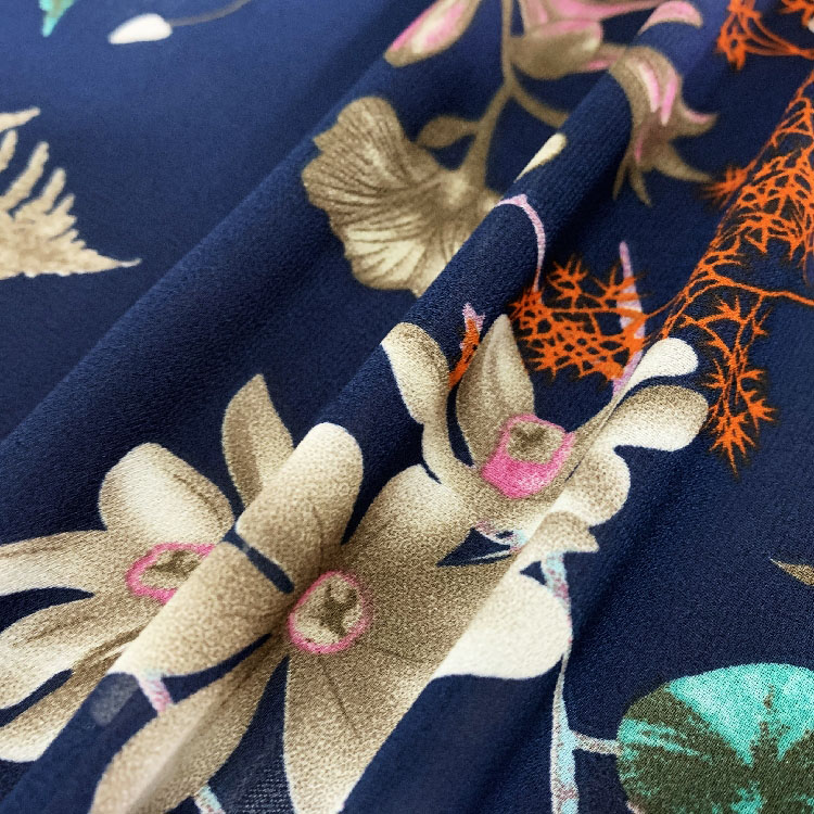 Manufacture 100% Polyester Fabric Georgette Chiffon Print Fabrics Print Chiffon Crepe Fabric For Lady Dress