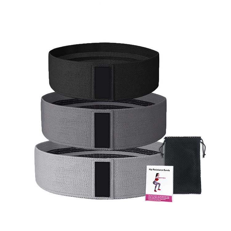 Custom Logo Various Color Set of 3 Exercise Fitness Hip Booty Fabric Resistance Bands