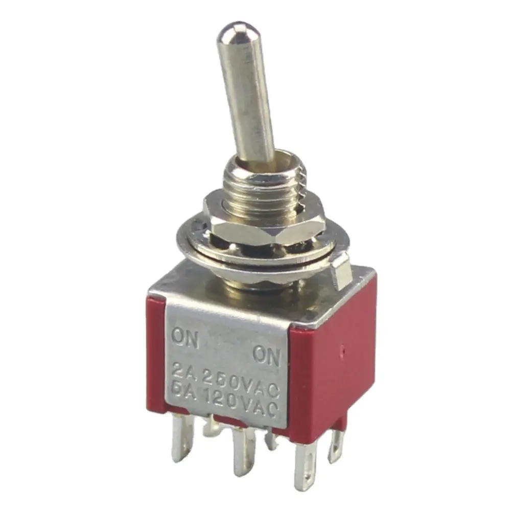MTS-2 6A 125V 6MM 6Pin ON-ON 2 Way Multi-used DPDT Mini Toggle Switch