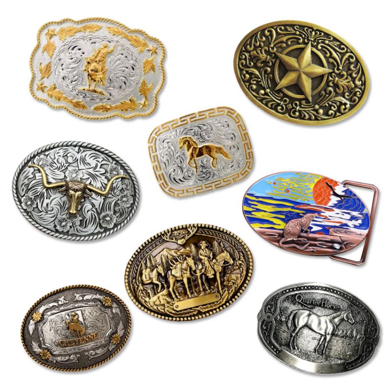 Western Fashion Designers Custom Logo Ladies Stainless Steel Belt Buckle Customize Men Women Cowboy Rhinestone Belt Buckles