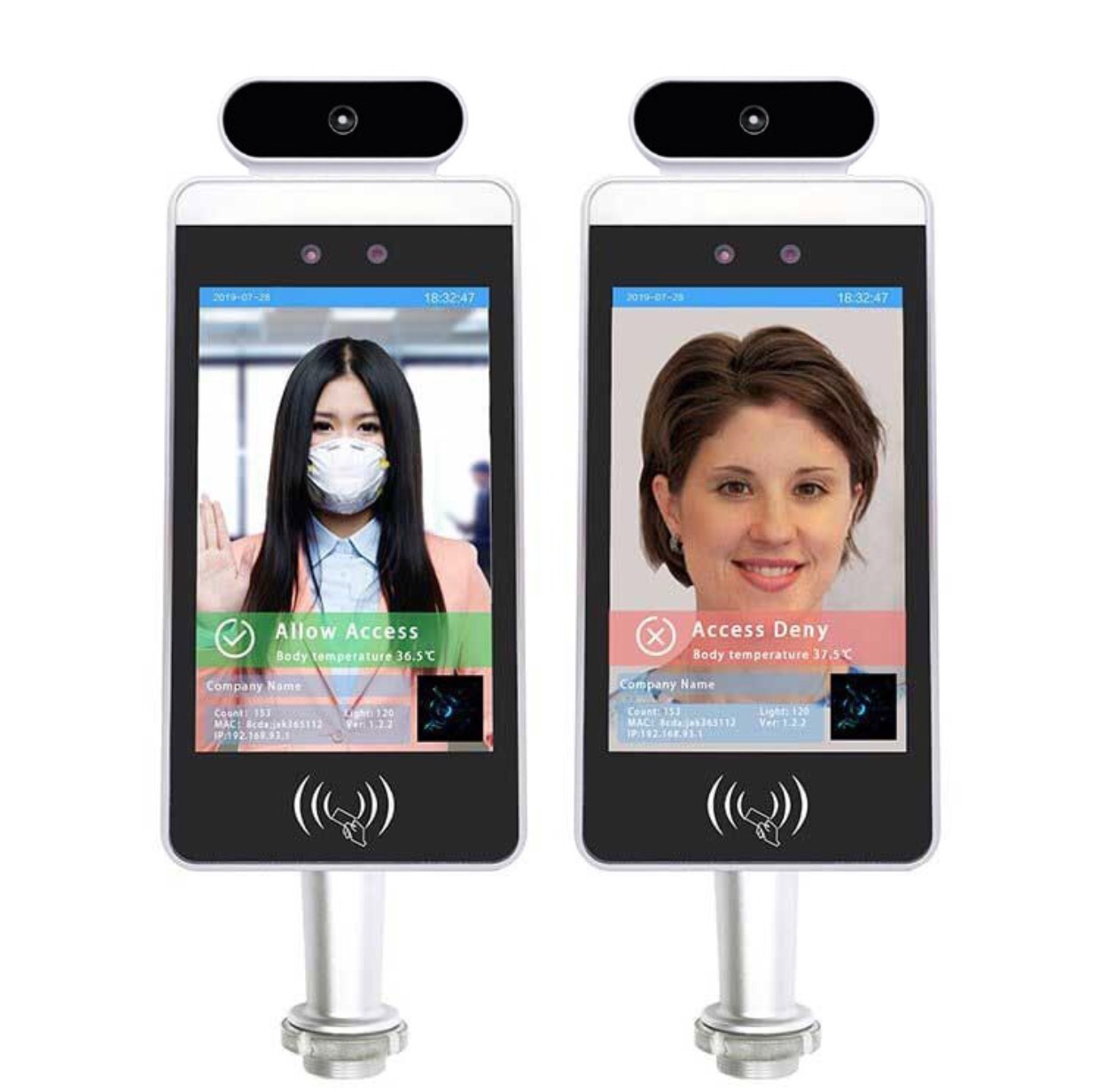 С функцией распознавания лиц систему измерения температуры digital signage температуру тела дисплейная панель