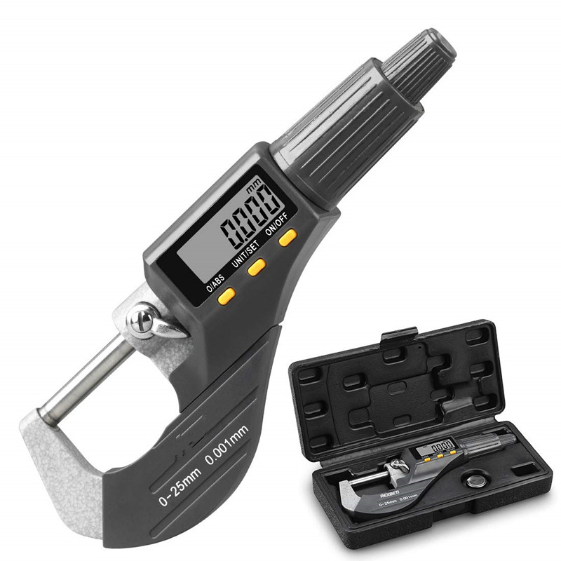 Digital Micrometer, Professional Inch/Metric Thickness Measuring Tools 0.00005"/0.001 mm Resolution Thickness Gauge